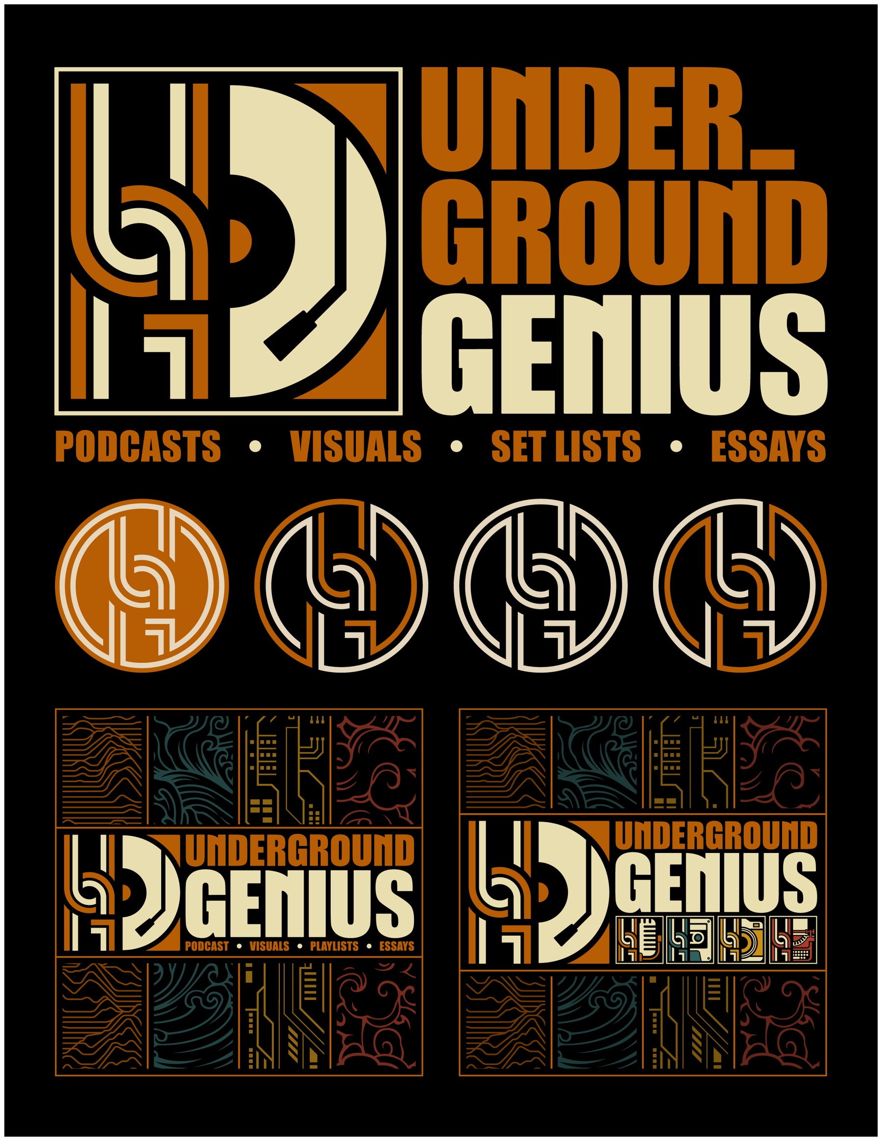 Underground Genius — The show identity and its variations.